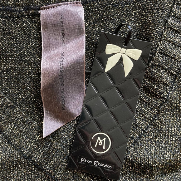 Gold Metallic Sweater Pullover V-Neck High-Low Hem Glitter Moon Collection Sz S - Picture 5 of 6